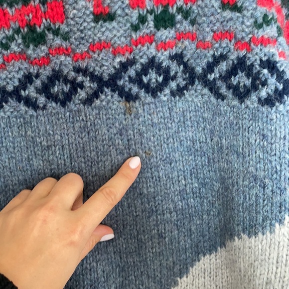 SOLD Vintage 80s 90s Ski Wool Sweater Club Room chunky hand knit large RARE - Picture 6 of 6